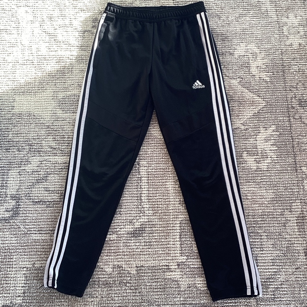 Adidas Youth Black Joggers with White Stripes